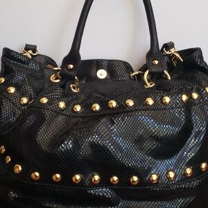 Pietro Alessandro Black Python-Embossed Tote